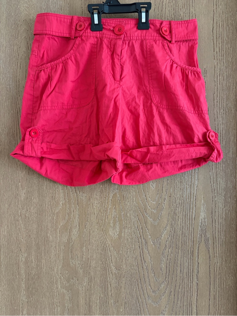 Women's Bright Pink Roll-Cuff Bermuda Shorts